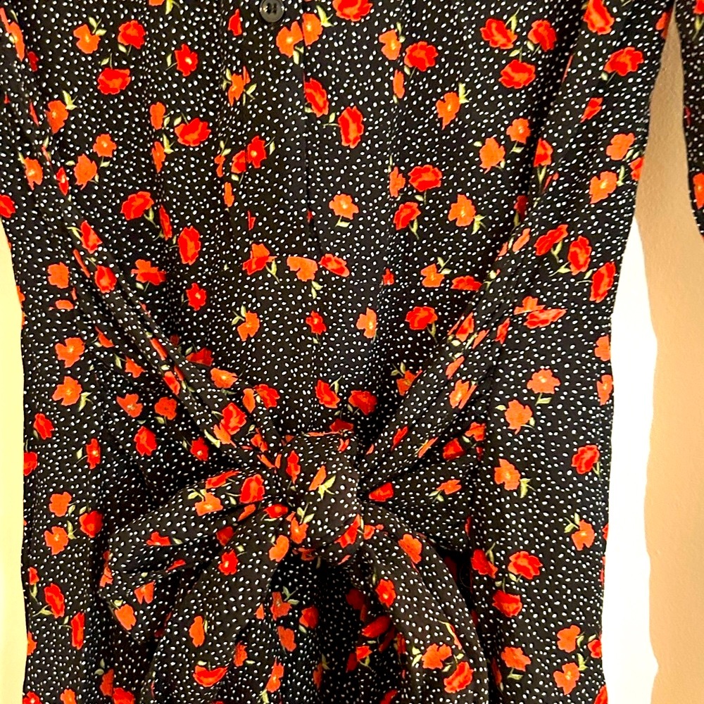 Zara Medium flowered tie back to front and button down dress.